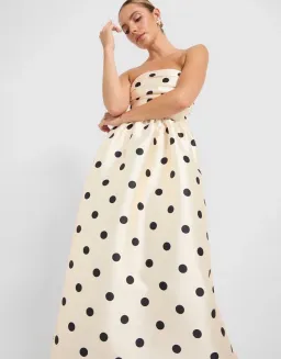Pasduchas Dottie Strapless Midi Dress Cream Size 10 for rent on The Volte - image 5
