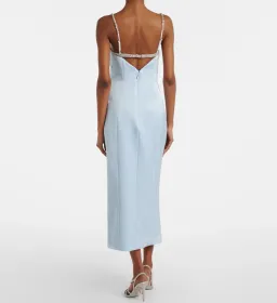 Rachel Gilbert Celestia Satin Crystal Embellished Midi Dress Blue AU 10 | Beaded Gala Ball Gown Formal Diamante Evening Dress for rent on The Volte - image 4