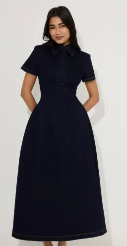 Odd Muse Denim Collared Midi Dress Indigo Size L / AU 12 for rent on The Volte - image 3