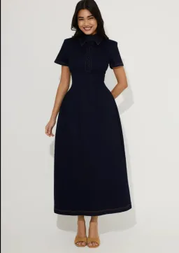 Odd Muse Denim Collared Midi Dress Indigo Size L / AU 12 for rent on The Volte - image 1