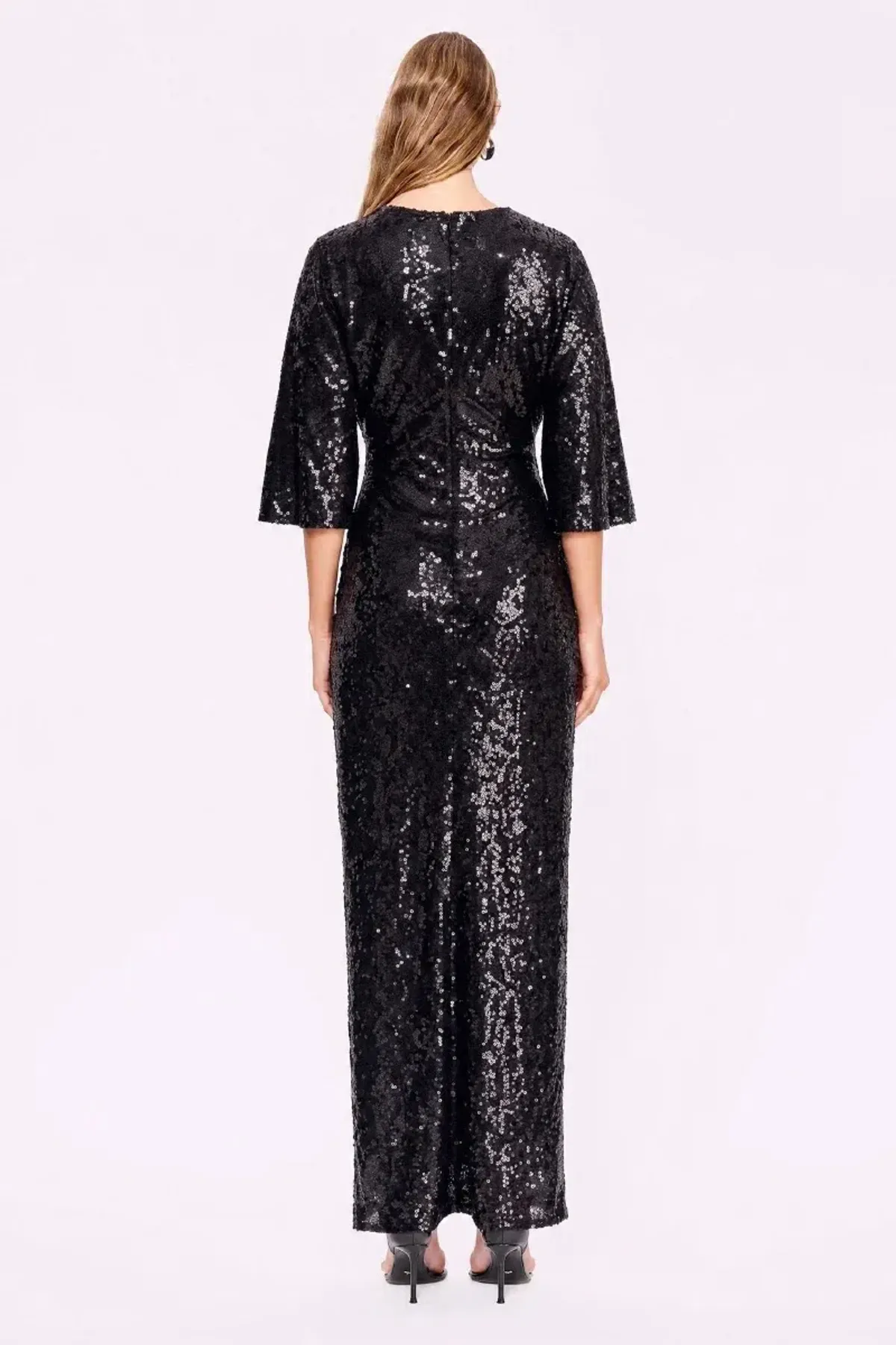 Suboo Ava Sequin Cape Maxi Dress; black sequin; M / AU 10 - Image 3