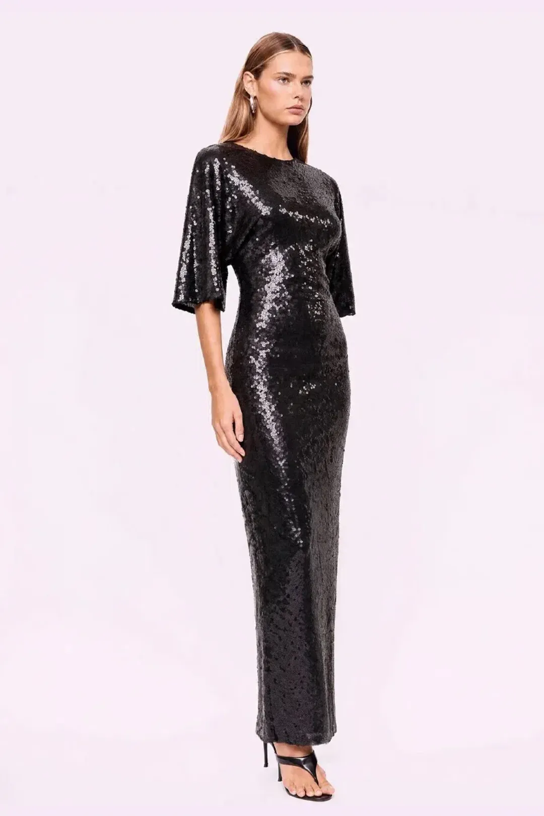 Suboo Ava Sequin Cape Maxi Dress; black sequin; M / AU 10 for rent on The Volte - main image