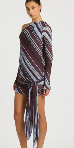 Benni Elise Mini Dress, Midnight stripe size 6 for rent on The Volte - image 3