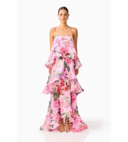 Elliatt Armani Tiered Maxi Dress in Pink Floral Size S/AU8 for rent on The Volte - image 1