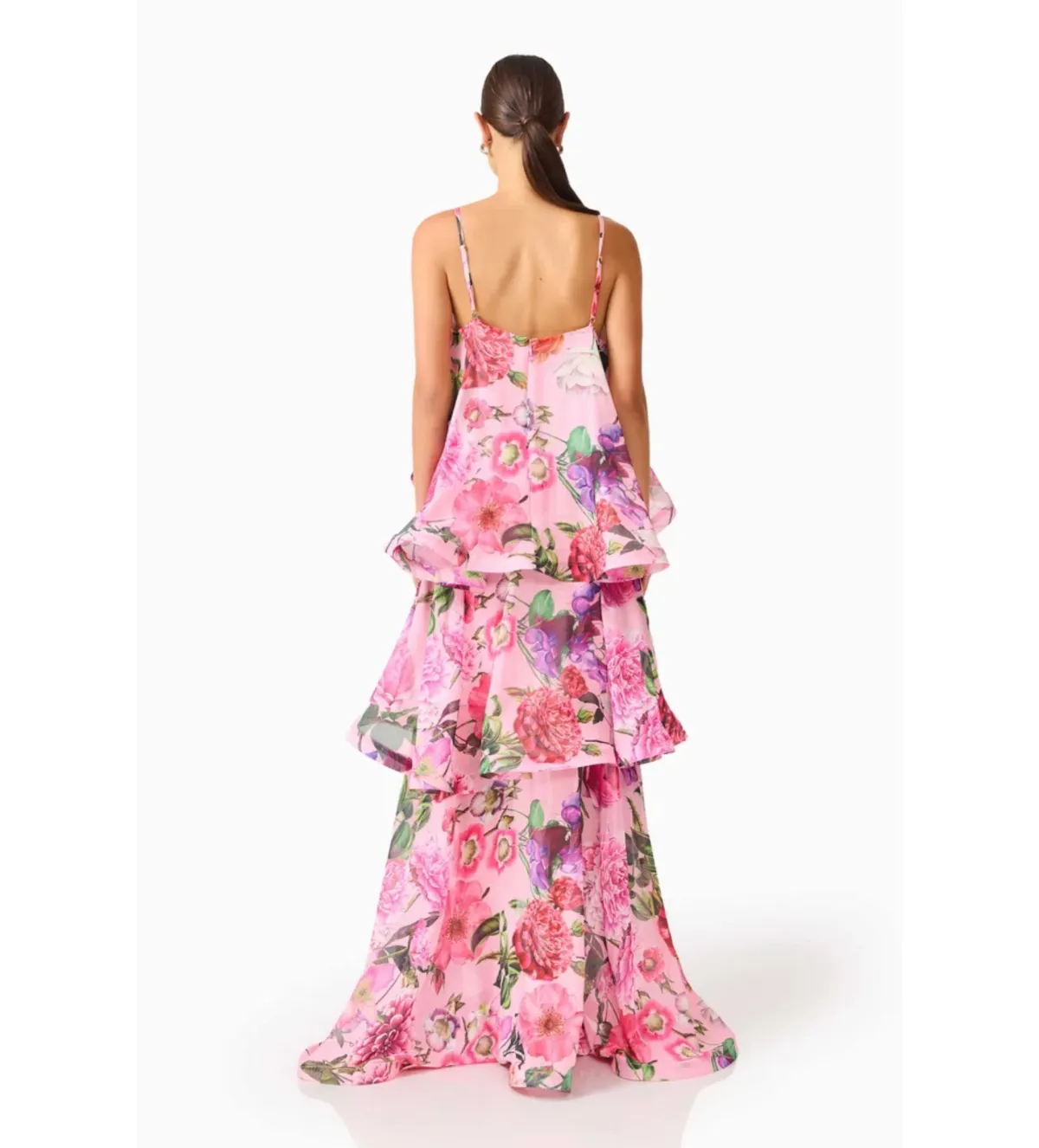Elliatt Armani Tiered Maxi Dress in Pink Floral Size S/AU8 - Image 4