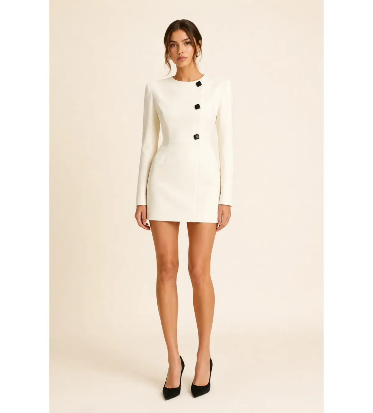 Rachel Gilbert Finley Mini Dress in Crème Size AU8 - Image 1