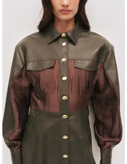 Aje Darci Mini Dress Size 6 AU Olive for rent on The Volte - image 4