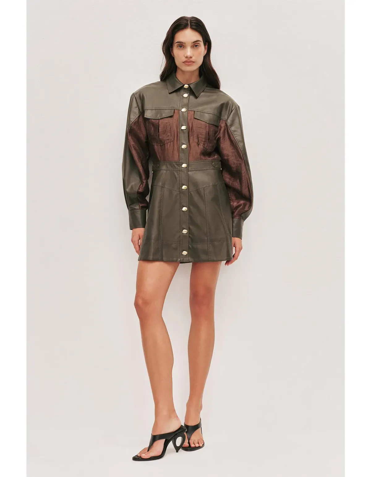 Aje Darci Mini Dress Size 6 AU Olive - Image 1