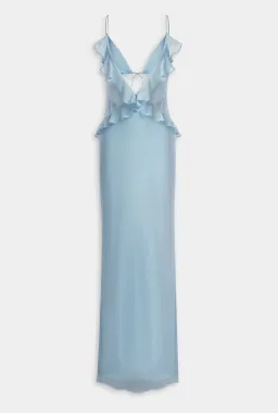 Venroy Silk Bralette Ruffle Maxi Dress Blue size Small / AU 8 for rent on The Volte - image 2