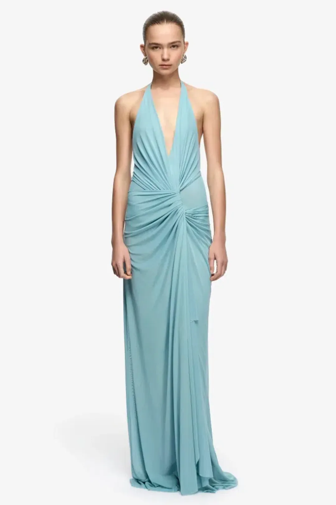 Xanthi V Neck Maxi Dress | Bermuda Blue - Size 6 for rent on The Volte - main image