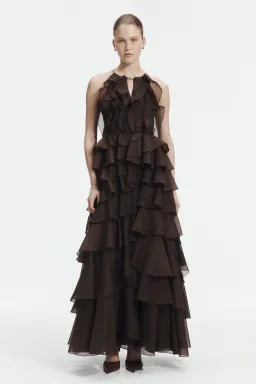 Aje Cleo Maxi Gown in Carob Brown Size 10 for rent on The Volte - image 1