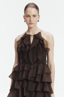 Aje Cleo Maxi Gown in Carob Brown Size 10 for rent on The Volte - image 4
