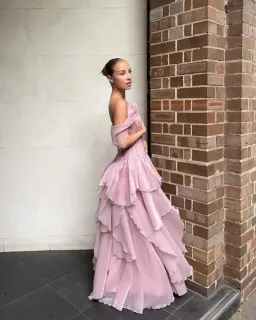 Aje Nisha Gown Fawn Pink Size AU 14 for rent on The Volte - image 2