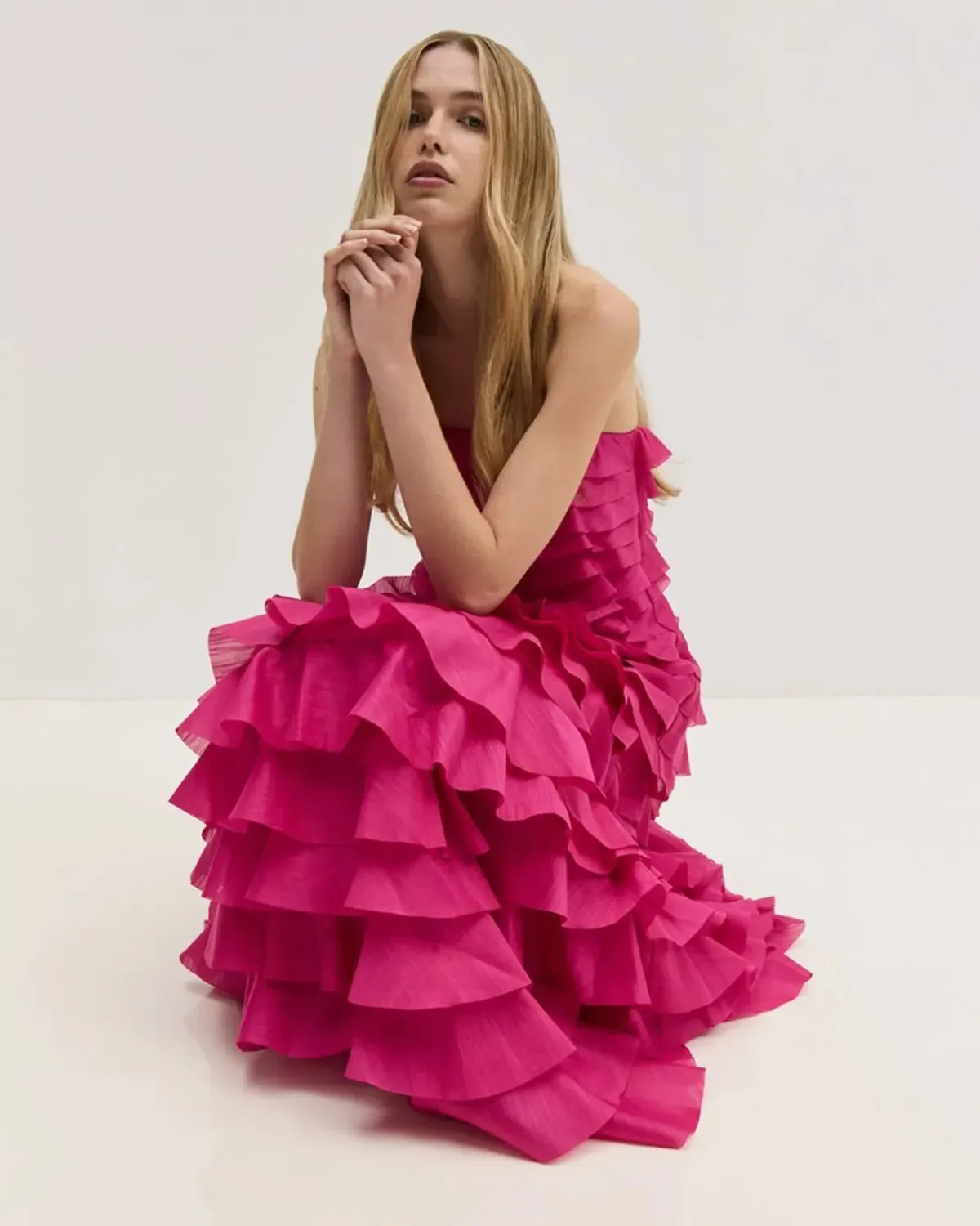 Aje Fleur Pleated Gown Magenta Size AU 12 - Image 4
