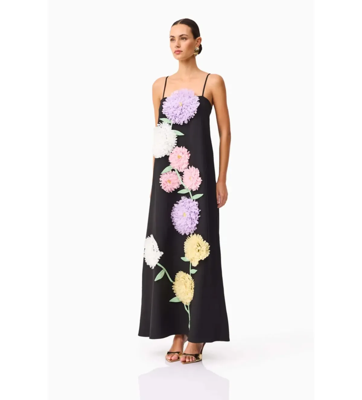 Elliatt Buttercup Embroidered Maxi Dress in Black Size S/AU8 - Image 2