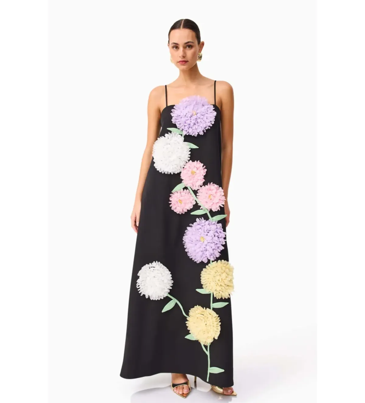 Elliatt Buttercup Embroidered Maxi Dress in Black Size M/AU10 - Image 3