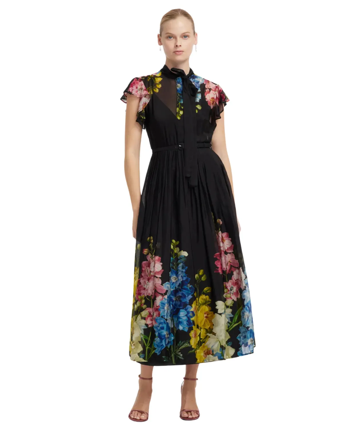 Leo Lin Grace Flutter Sleeve Midi Dress Size 14 - Image 1