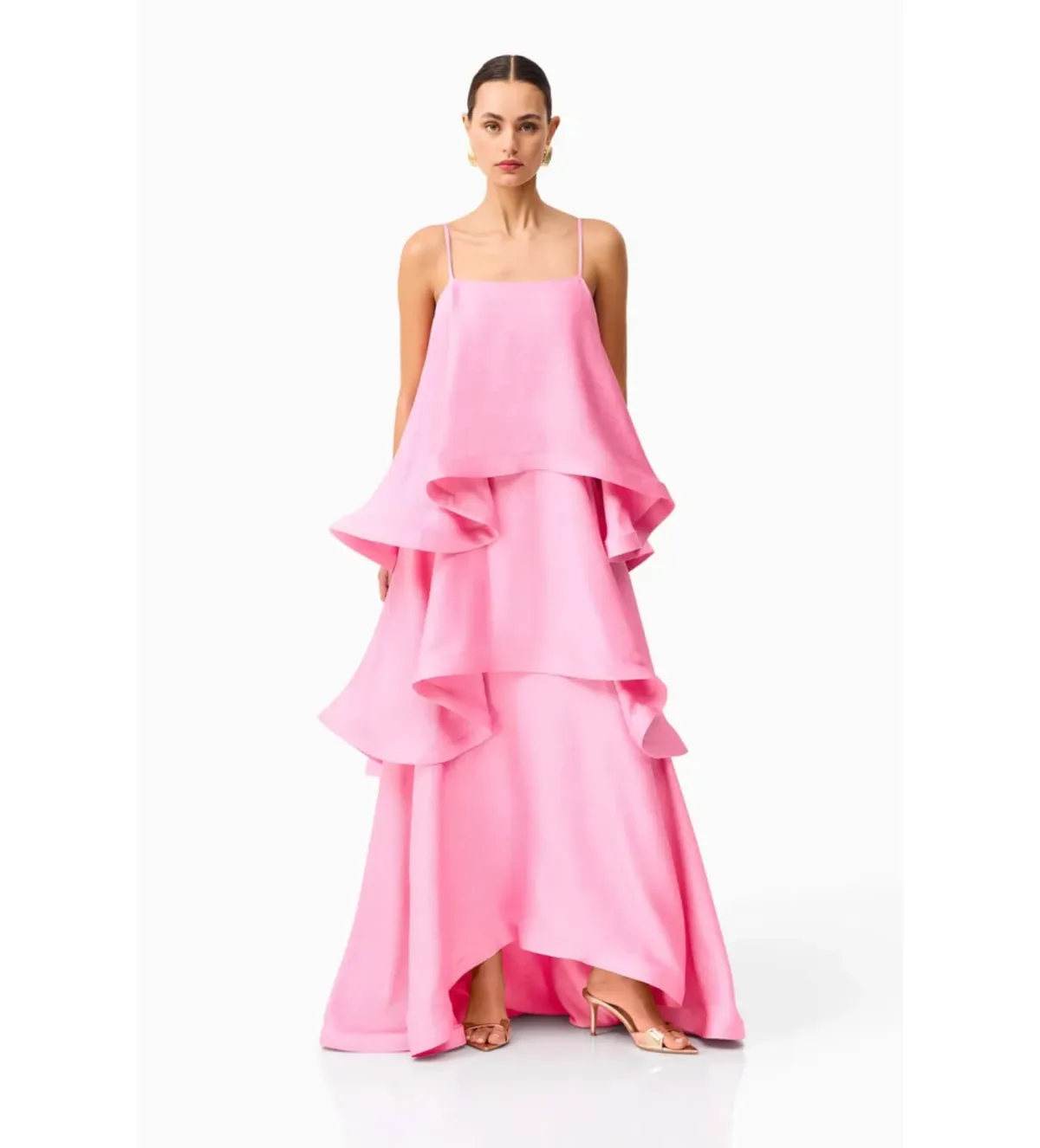 Elliatt Tilly Tiered Maxi Dress in Pink Size S/AU8 - Image 3