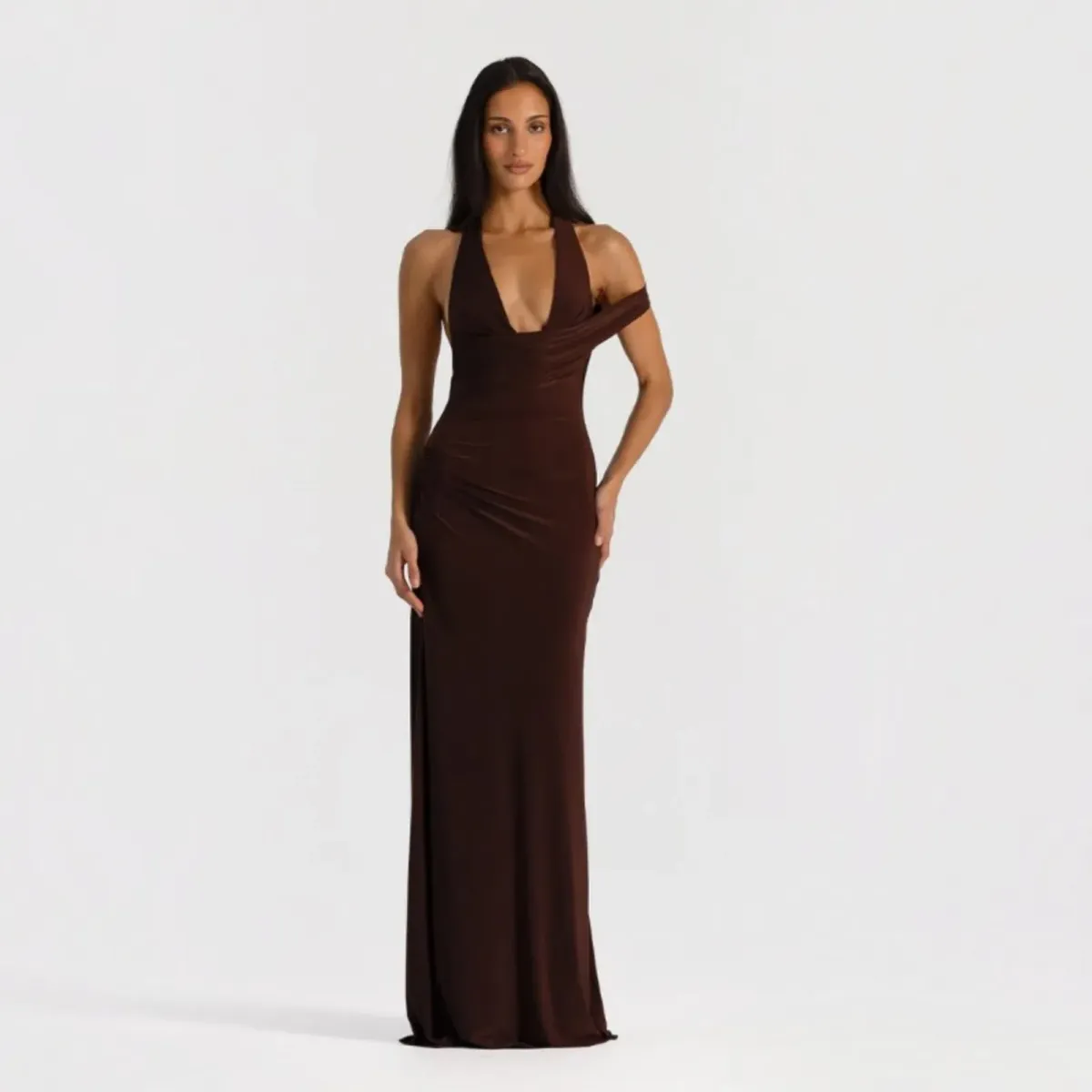Natalie Rolt Mariela Gown In Espresso Size 8 - Image 1