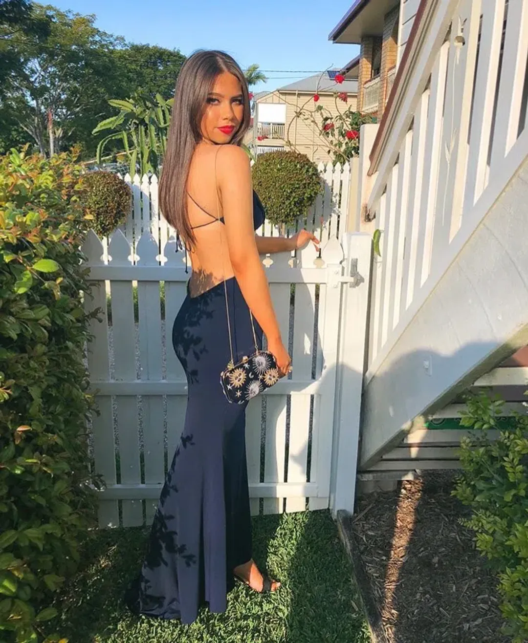 House of Ezis Famous Foldover Navy dress for rent on The Volte - main image