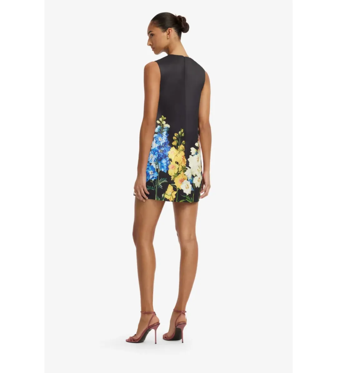 Leo Lin Yvonne Embroidered Mini Dress in Snapdragon Print in Ebony Size AU12 for rent on The Volte - main image