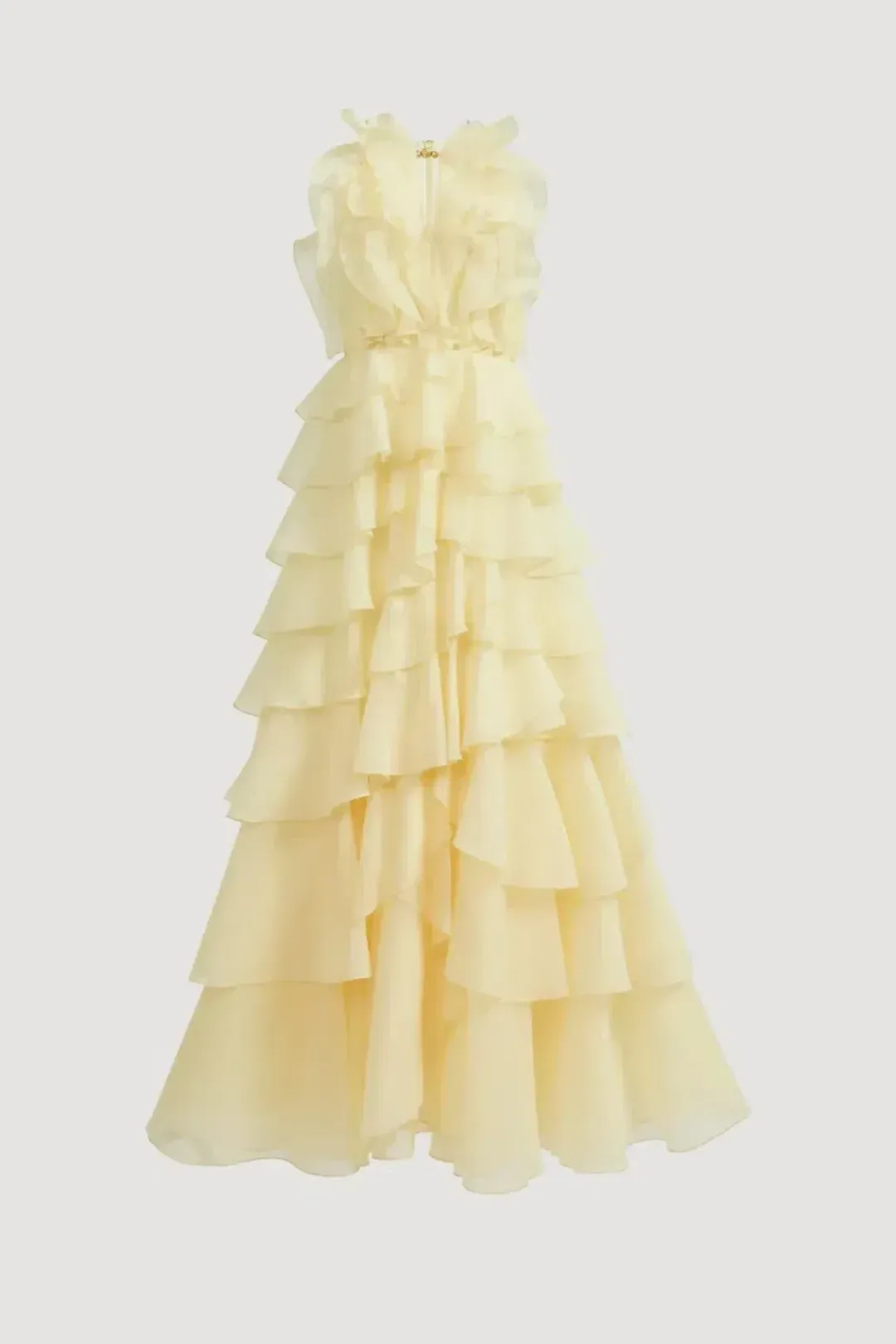 BRAND NEW π AJE Cleo Gown in Butter Yellow - Size 10 - Ruffle Tiered Maxi Dress π for rent on The Volte - main image