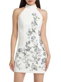 🩶 Rebecca Vallance Monroe Halter Mini Dress - Size 10 - Ivory White Silver Sequin Embellished Dress 🩶 for rent on The Volte - image 1