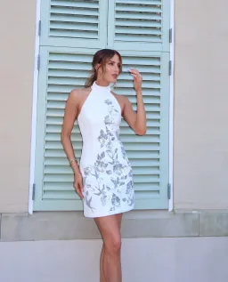 🩶 Rebecca Vallance Monroe Halter Mini Dress - Size 10 - Ivory White Silver Sequin Embellished Dress 🩶 for rent on The Volte - image 5