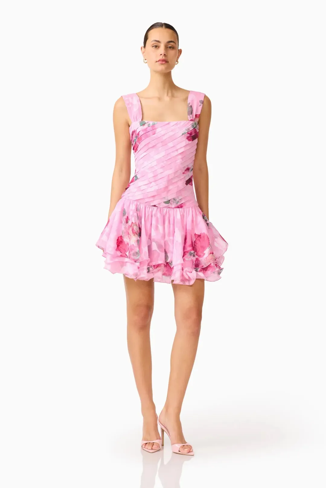 ELLIATT ELEANORA DROP WAIST MINI PINK FLORAL / SIZE 12 for rent on The Volte - main image