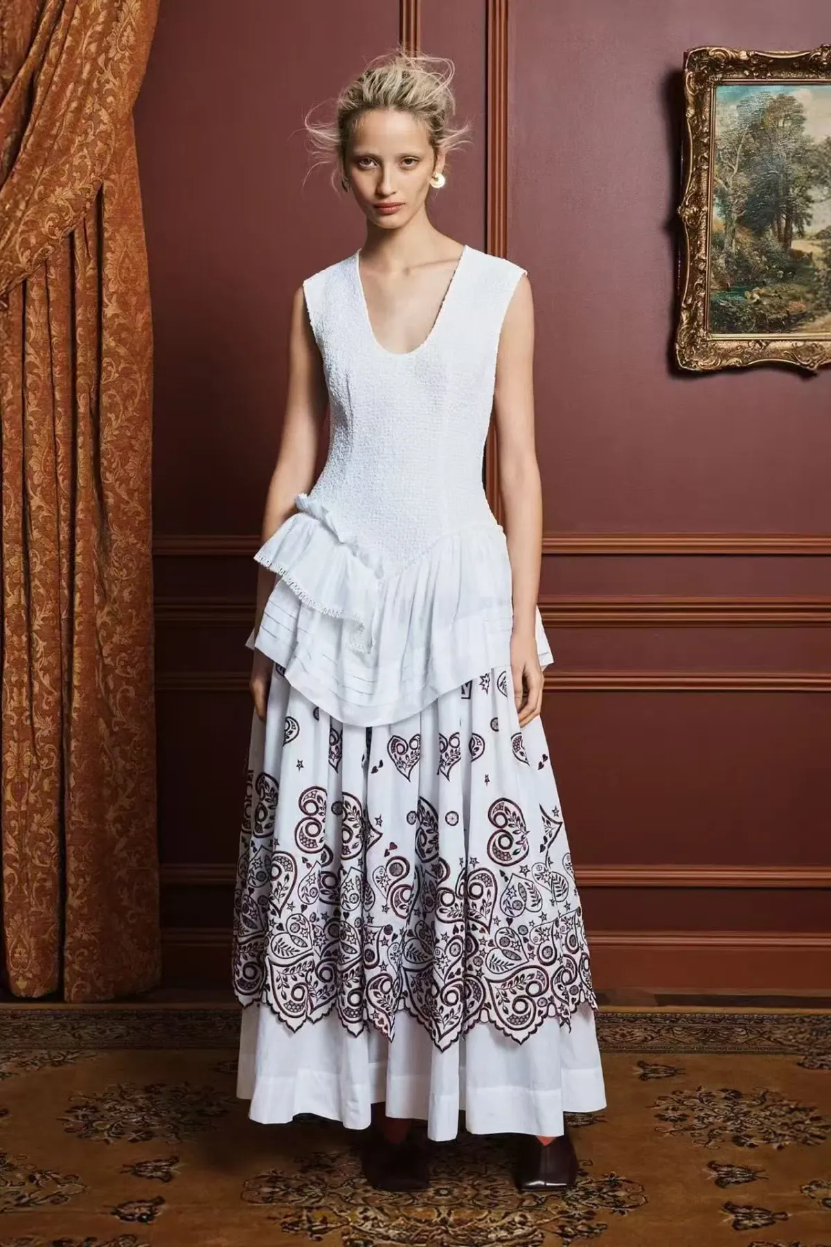 Alemais Bobby embroidered cotton midi dress AU 8 - Image 1