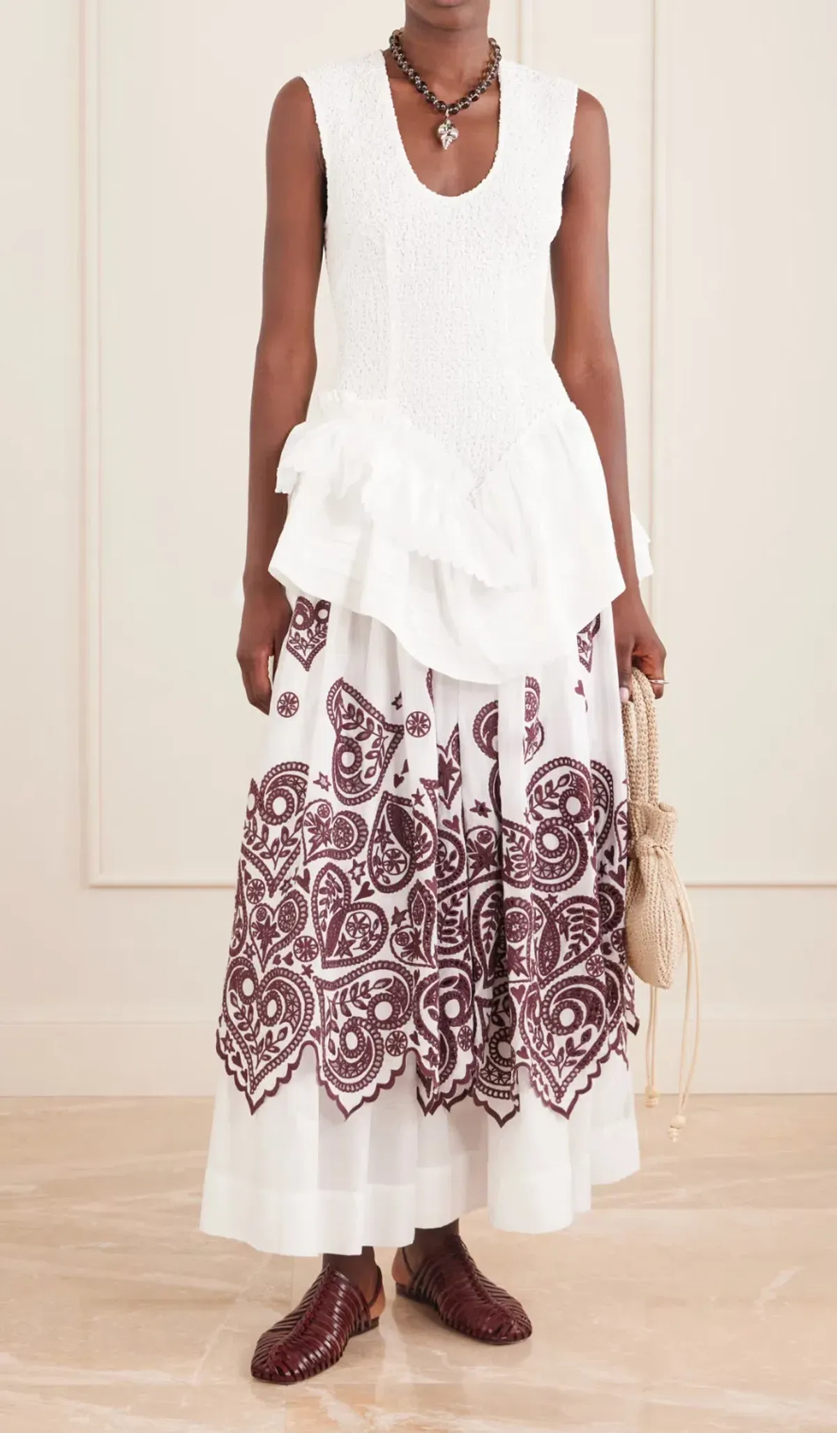 Alemais Bobby embroidered cotton midi dress AU 6 - Image 4