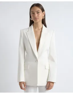 Cue Single Breasted Satin Lapel Blazer Size 6 AU Ivory for rent on The Volte - image 1