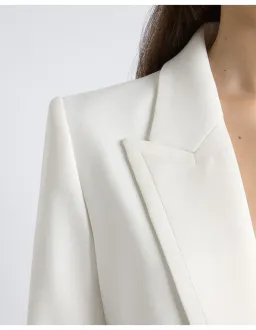 Cue Single Breasted Satin Lapel Blazer Size 6 AU Ivory for rent on The Volte - image 4