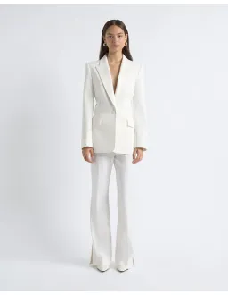 Cue Single Breasted Satin Lapel Blazer Size 6 AU Ivory for rent on The Volte - image 2