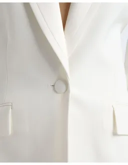 Cue Single Breasted Satin Lapel Blazer Size 6 AU Ivory for rent on The Volte - image 3