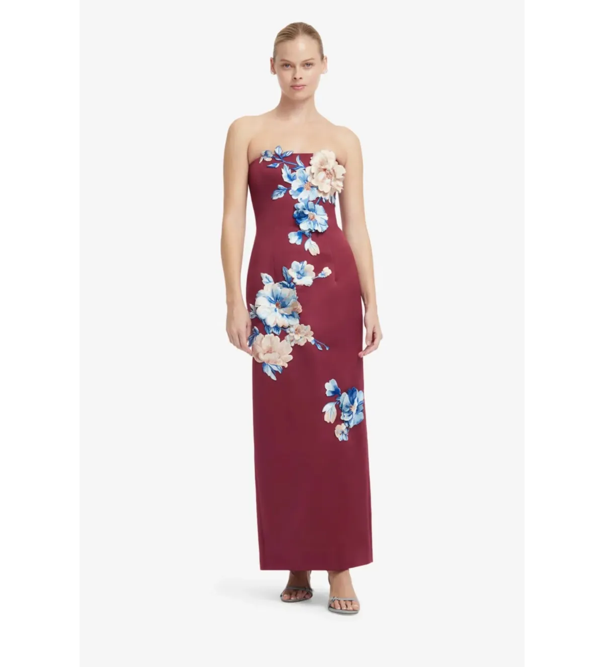 Leo Lin Rayna Embroidered Maxi Dress in Cosmos Print Size AU10 - Image 3