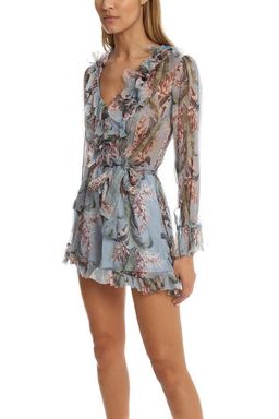 Zimmermann Winsome Ruffle Playsuit Blue Floral Size 6 for rent on The Volte - image 7