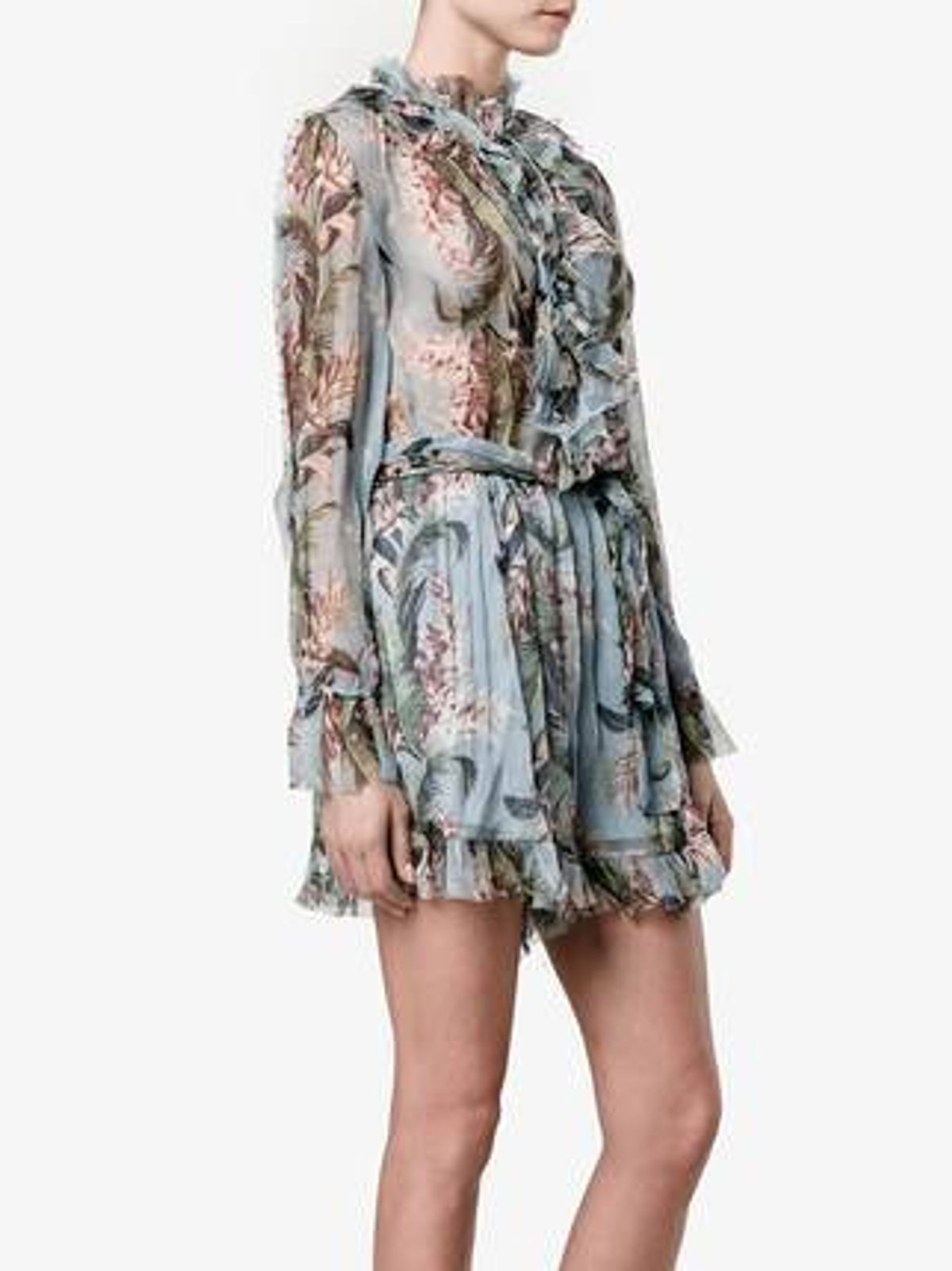 Zimmermann Winsome Ruffle Playsuit Blue Floral Size 6 - Image 3