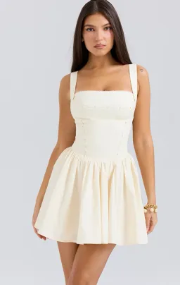 House of CB Honor buttermilk ribbon detailed mini dress size S for rent on The Volte - image 1