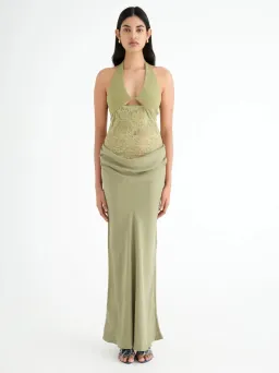Benni Miko Maxi Dress in Green for rent on The Volte - image 1