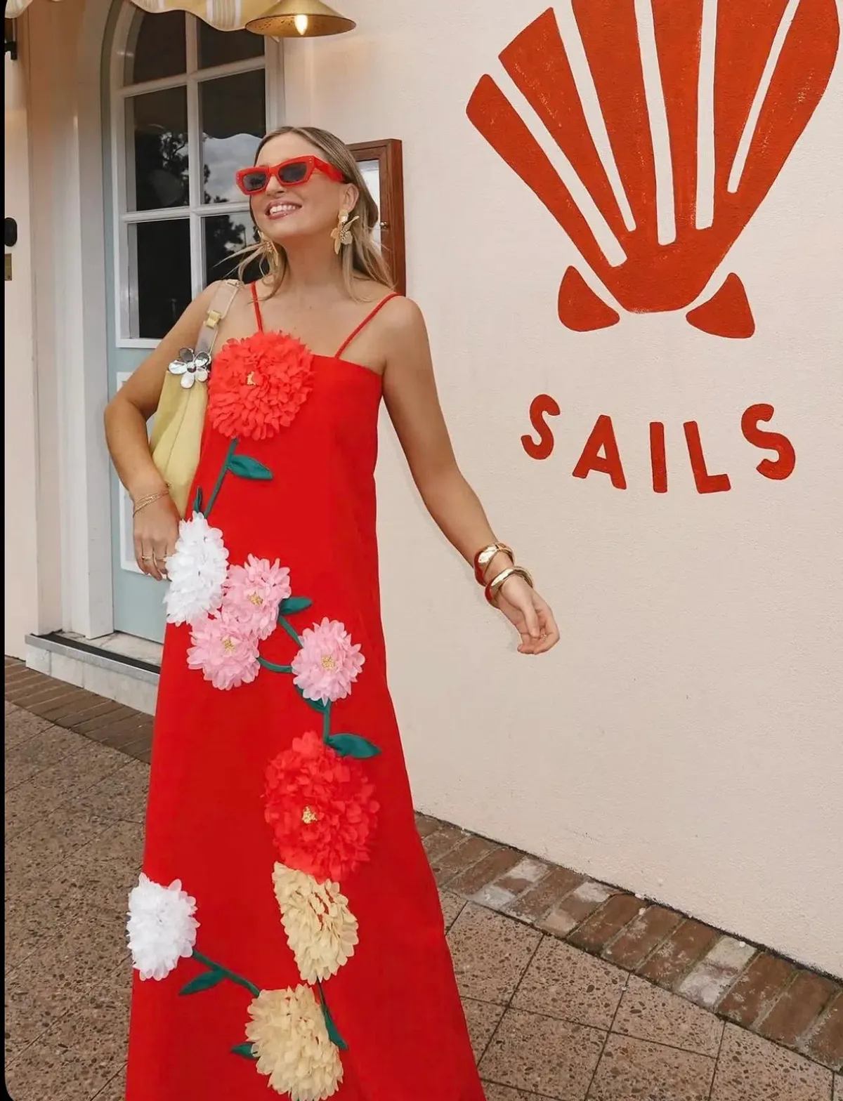 ELLIATT BUTTERCUP EMBROIDERED DRESS SIZE S / 8 RED - Image 4