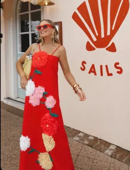 ELLIATT BUTTERCUP EMBROIDERED DRESS SIZE S / 8 RED for rent on The Volte - image 4