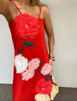 ELLIATT BUTTERCUP EMBROIDERED DRESS SIZE S / 8 RED for rent on The Volte - image 5