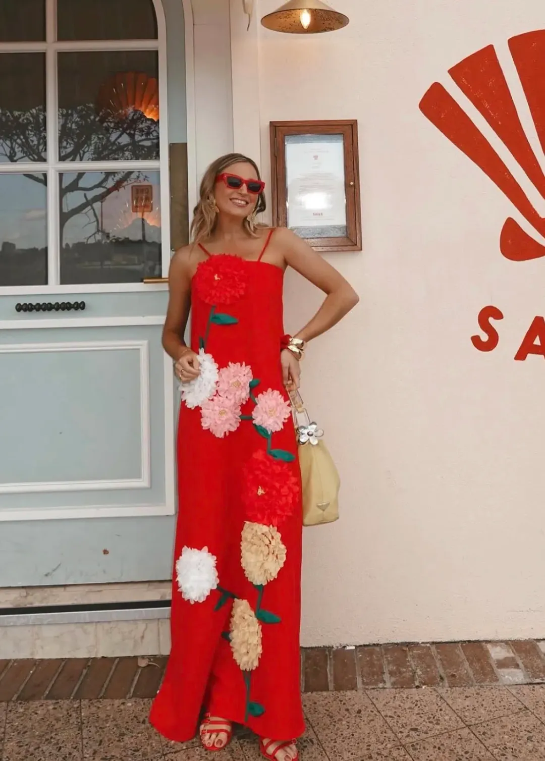 ELLIATT BUTTERCUP EMBROIDERED DRESS SIZE S / 8 RED for rent on The Volte - main image