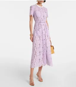 Self Portrait Belted lace midi dress lilac for rent on The Volte - image 1
