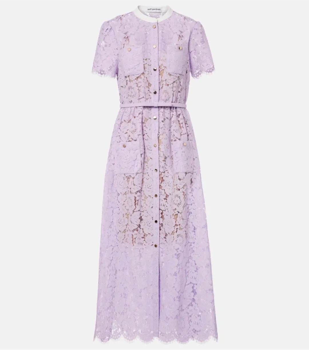 Self Portrait Belted lace midi dress lilac for rent on The Volte - main image