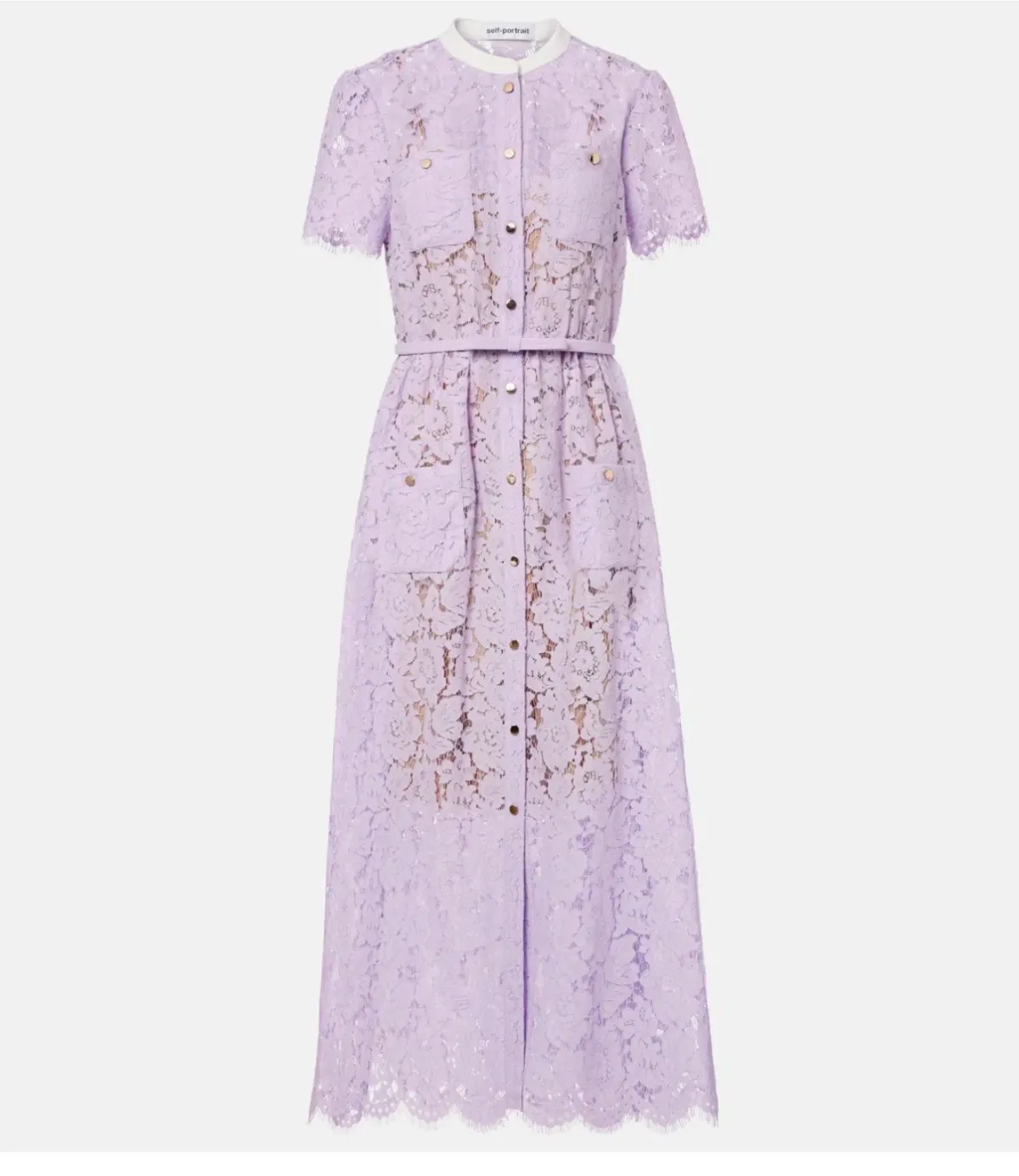 Self Portrait Belted lace midi dress lilac - Image 2