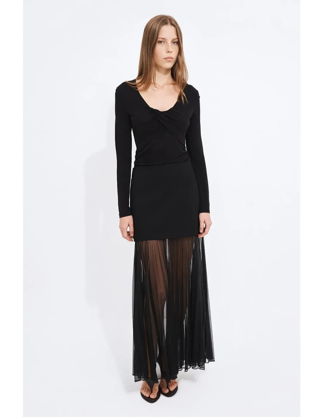 AJE STUDIO Ivy Sheer Maxi Skirt Black Size 16 AU for rent on The Volte - main image