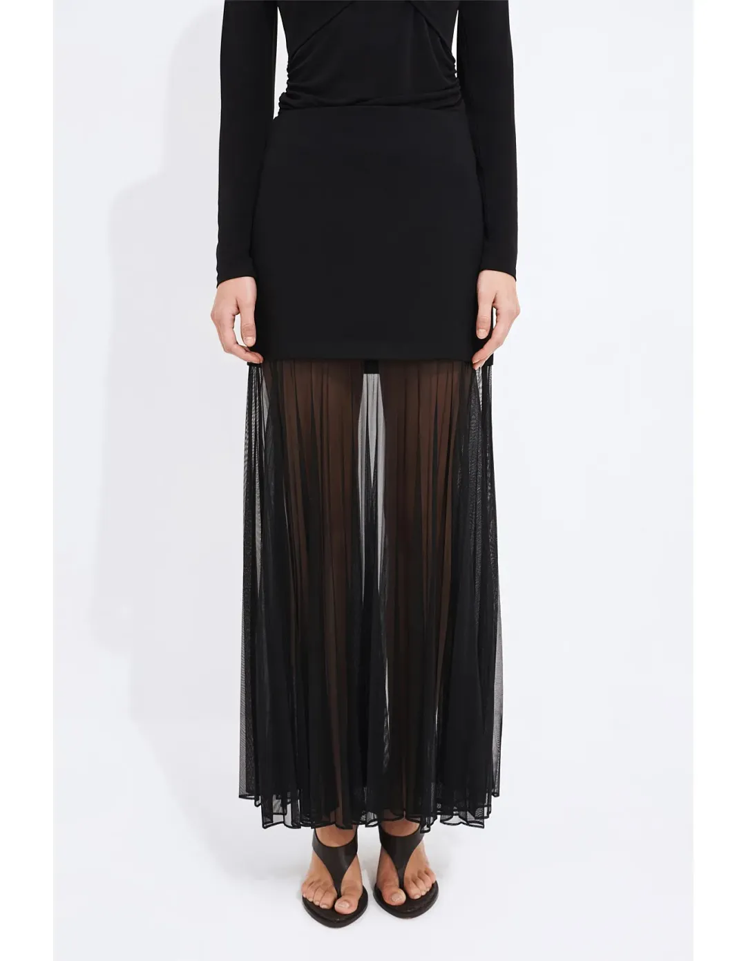 AJE STUDIO Ivy Sheer Maxi Skirt Black Size 16 AU for rent on The Volte - main image