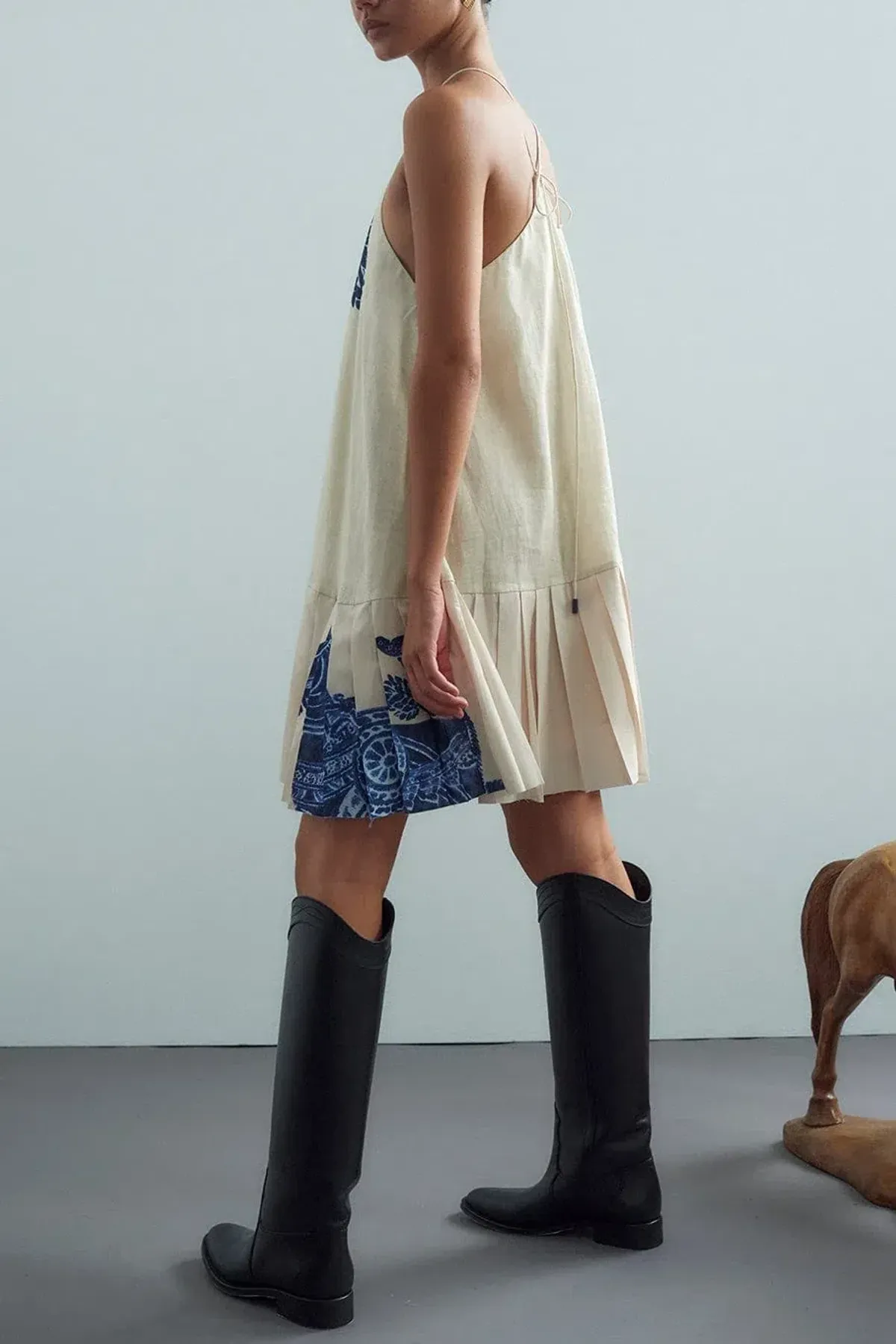 ALEMAIS Rider Pleat Hem Mini Dress size 10 - Image 4
